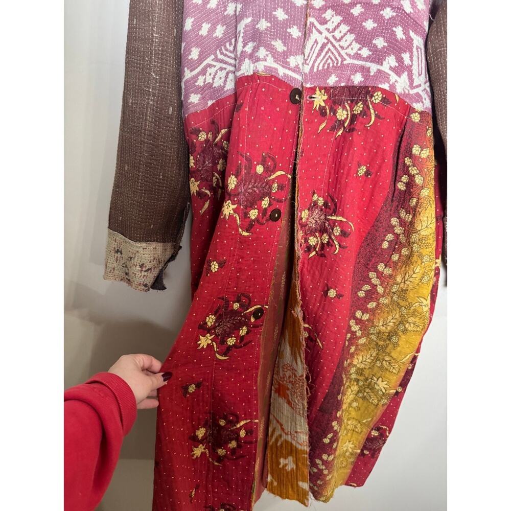 JADED GYPSY Patchwork Kantha Quilted Duster Coat Kimono Boho Festival - Picture 5 of 7